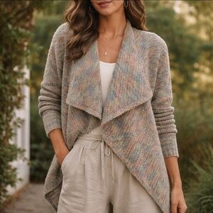 April Cornell Waterfall Artisanal Textured Knit Cardigan Multicolor M/L Boho